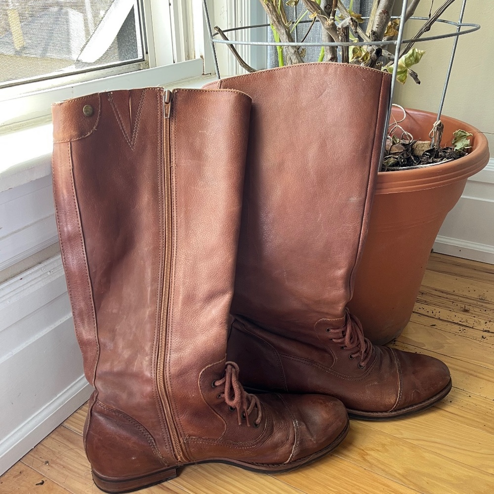 Brazilian Leather Terracotta Over the Calf Boots